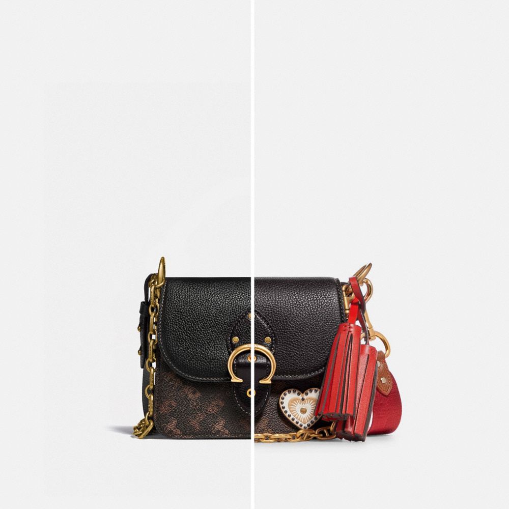 COACH®,Upcrafted Beat Shoulder Bag 18 With Horse And Carriage Print And Heart Patch,,Closer View