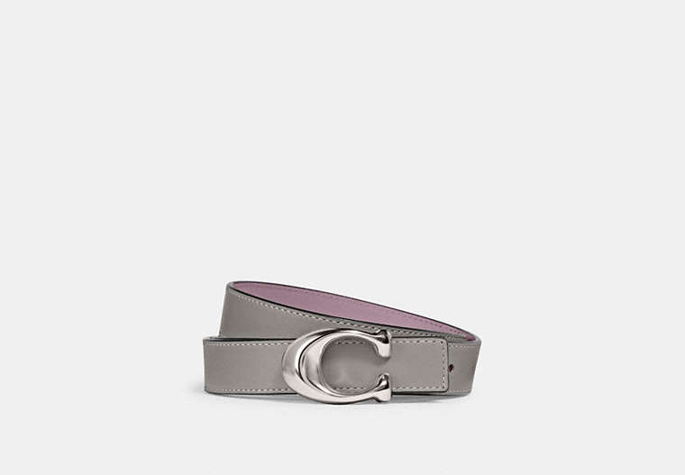 COACH®,C HARDWARE BUCKLE REVERSIBLE BELT, 25MM,Refined Calf Leather,Silver/Dove Grey Ice Purple,Front View