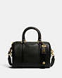 COACH®,RUBY SATCHEL 25,Pebble Leather,Medium,Brass/Black,Front View