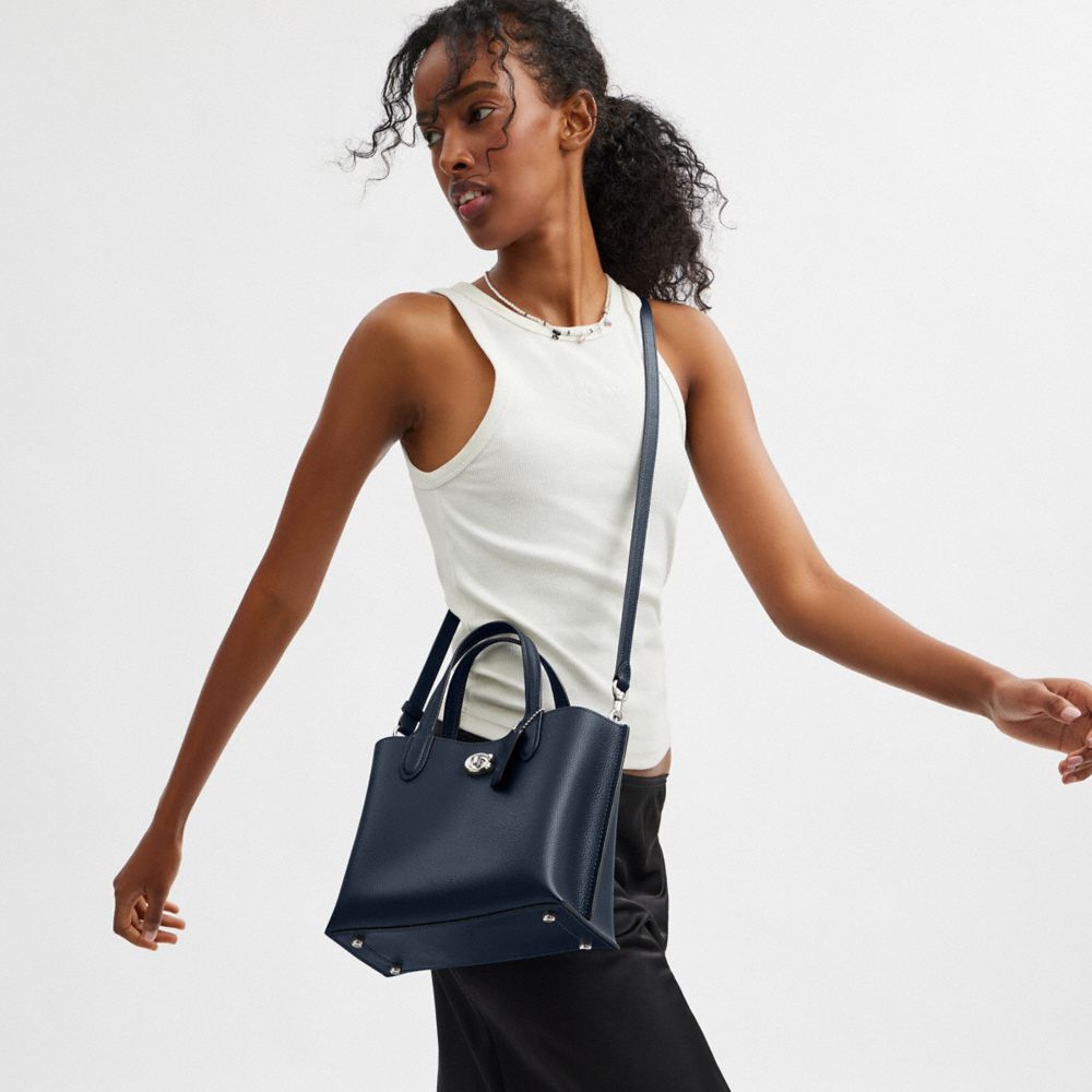 COACH®,Willow Tote Bag 24,Leather,Crossbody,Logo,Metal,Casual,