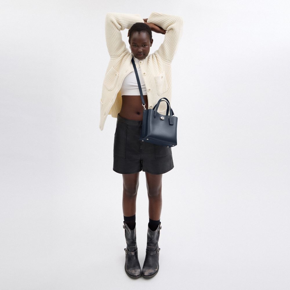 COACH®,Willow Tote Bag 24,Leather,Crossbody,Logo,Metal,Casual,
