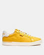 COACH®,LOWLINE LOW TOP SNEAKER IN RECYCLED SIGNATURE JACQUARD,Jacquard/Leather,Canary,Angle View