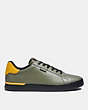 COACH®,LOWLINE LOW TOP SNEAKER,Leather,Army Green,Angle View
