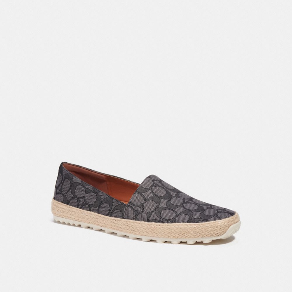 COACH®,ESPADRILLE IN SIGNATURE JACQUARD,Signature Jacquard,Charcoal/Black,Front View