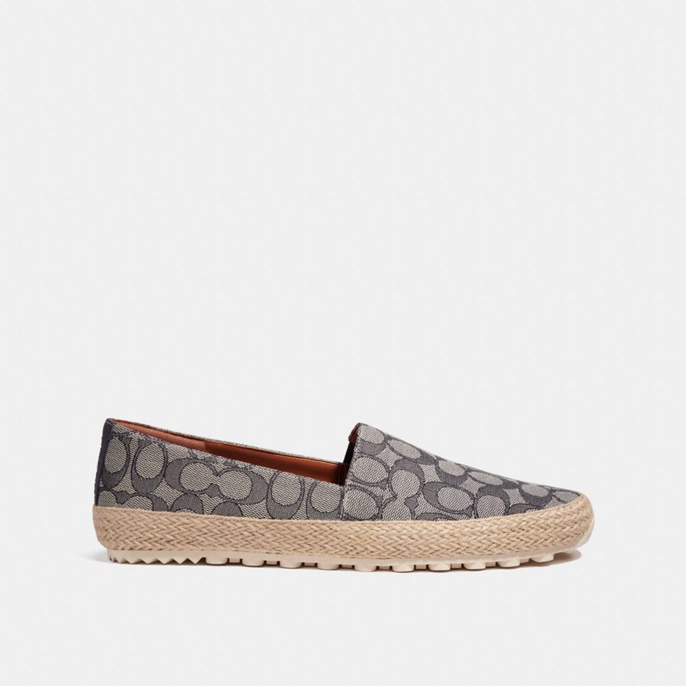 COACH®,ESPADRILLE IN SIGNATURE JACQUARD,Signature Jacquard,Dark Ocean,Angle View