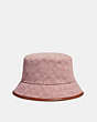 COACH®,SIGNATURE JACQUARD BUCKET HAT IN ORGANIC COTTON AND RECYCLED POLYESTER,Faded Pink,Front View