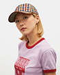 COACH®,HOUNDSTOOTH BASEBALL CAP IN ORGANIC COTTON,Multi,Detail View