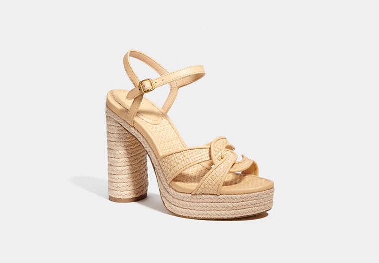 COACH®,TALINA SANDAL,Leather,Natural,Front View