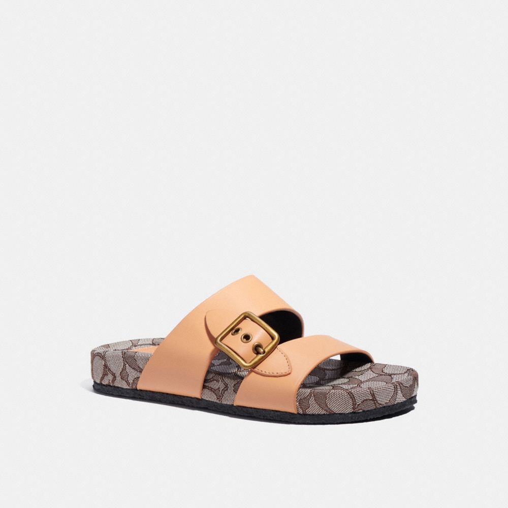 COACH®,ADDISON SANDAL,Leather,Natural,Front View