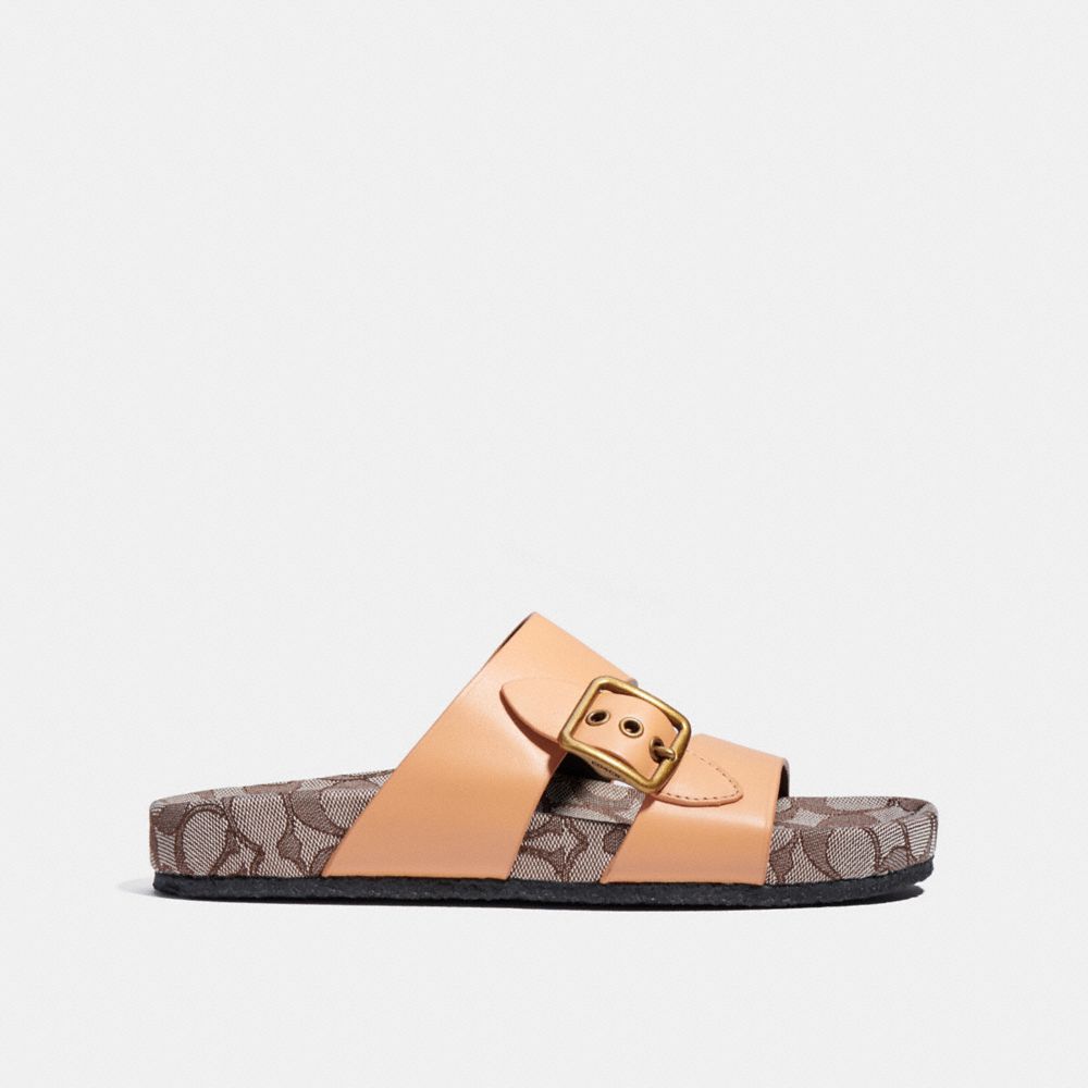 COACH®,ADDISON SANDAL,Leather,Natural,Angle View