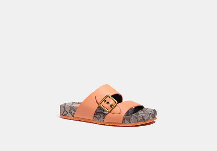 COACH®,ADDISON SANDAL,Leather,Tangerine,Front View