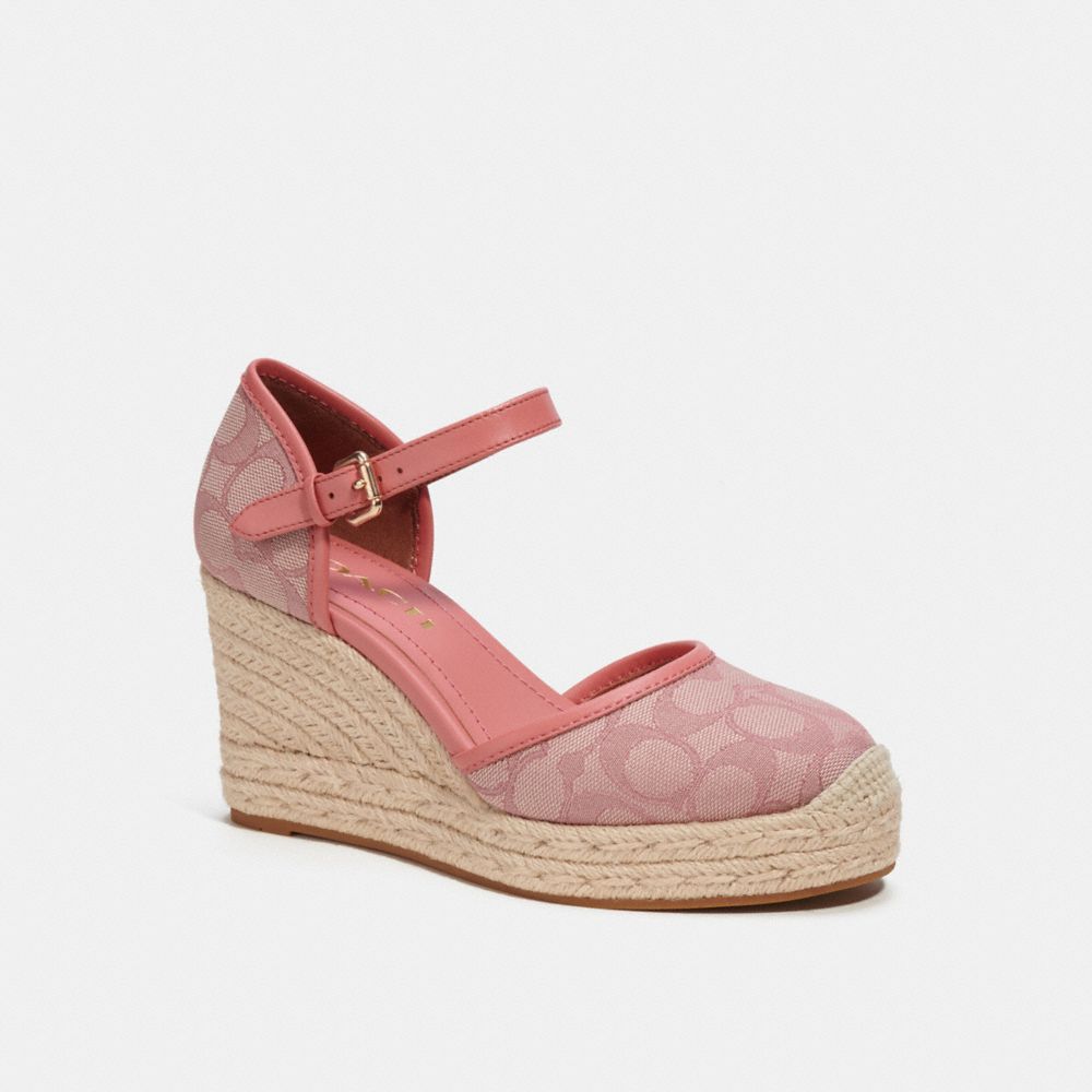 COACH®,RAINE ESPADRILLE IN SIGNATURE JACQUARD,Pink,Front View