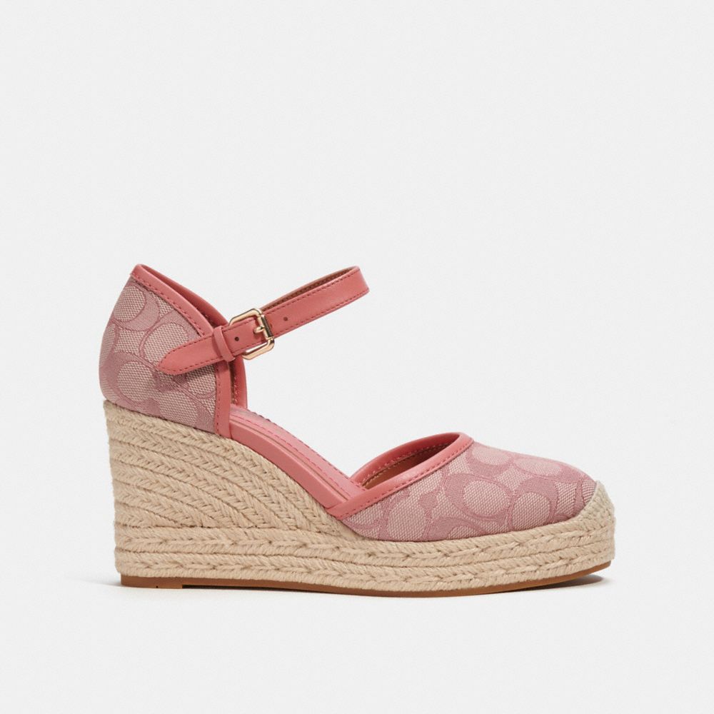 COACH®,RAINE ESPADRILLE IN SIGNATURE JACQUARD,Pink,Angle View