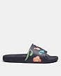 COACH®,ULI SPORT SLIDE WITH FLORAL,Midnight Navy,Angle View