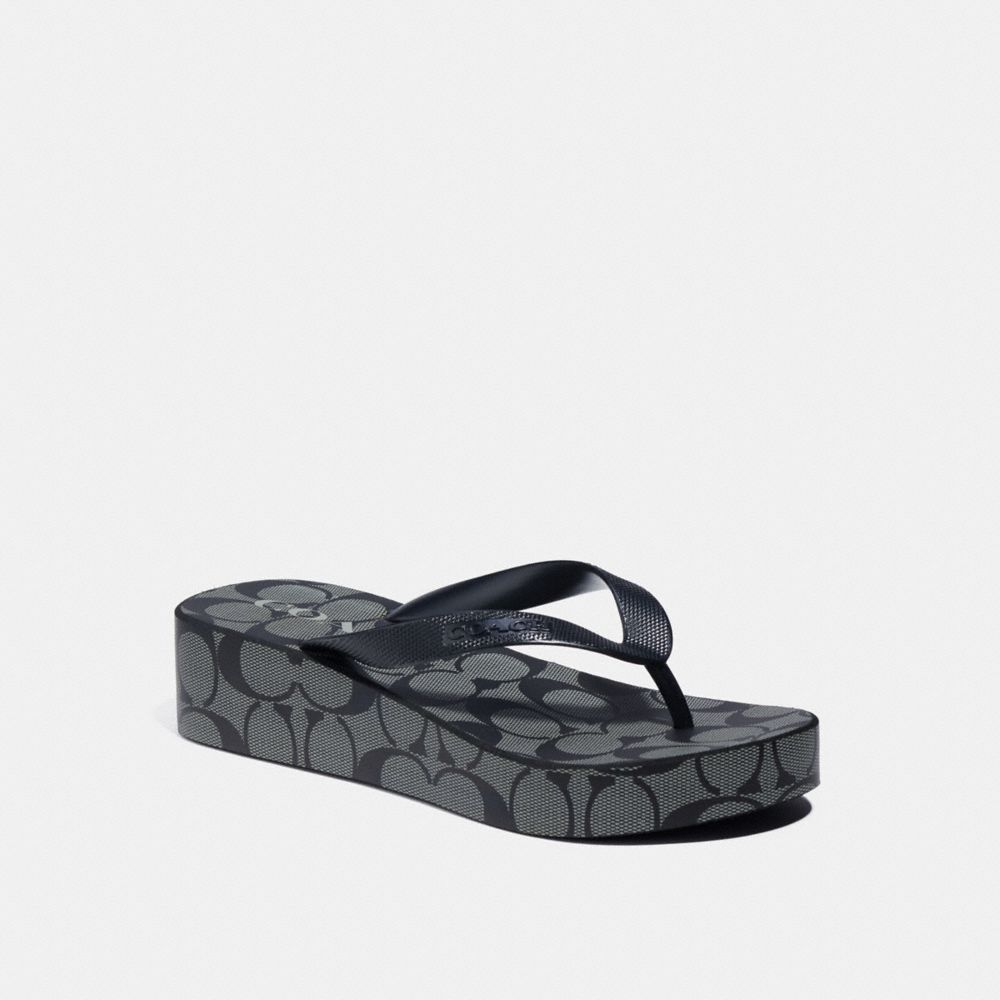 COACH®,LYNN FLIP FLOP,Black,Front View