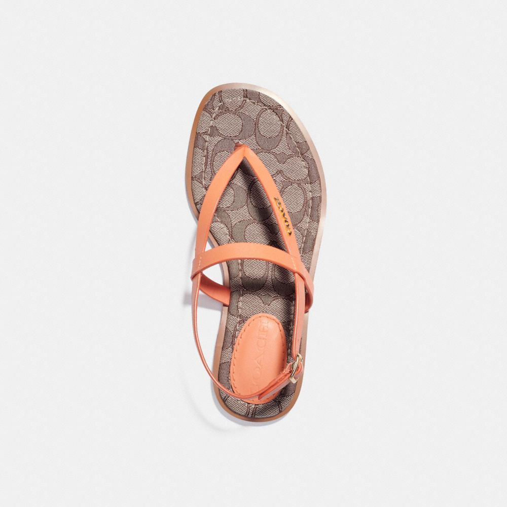 COACH®,JOSIE SANDAL,Leather,Tangerine,Inside View,Top View