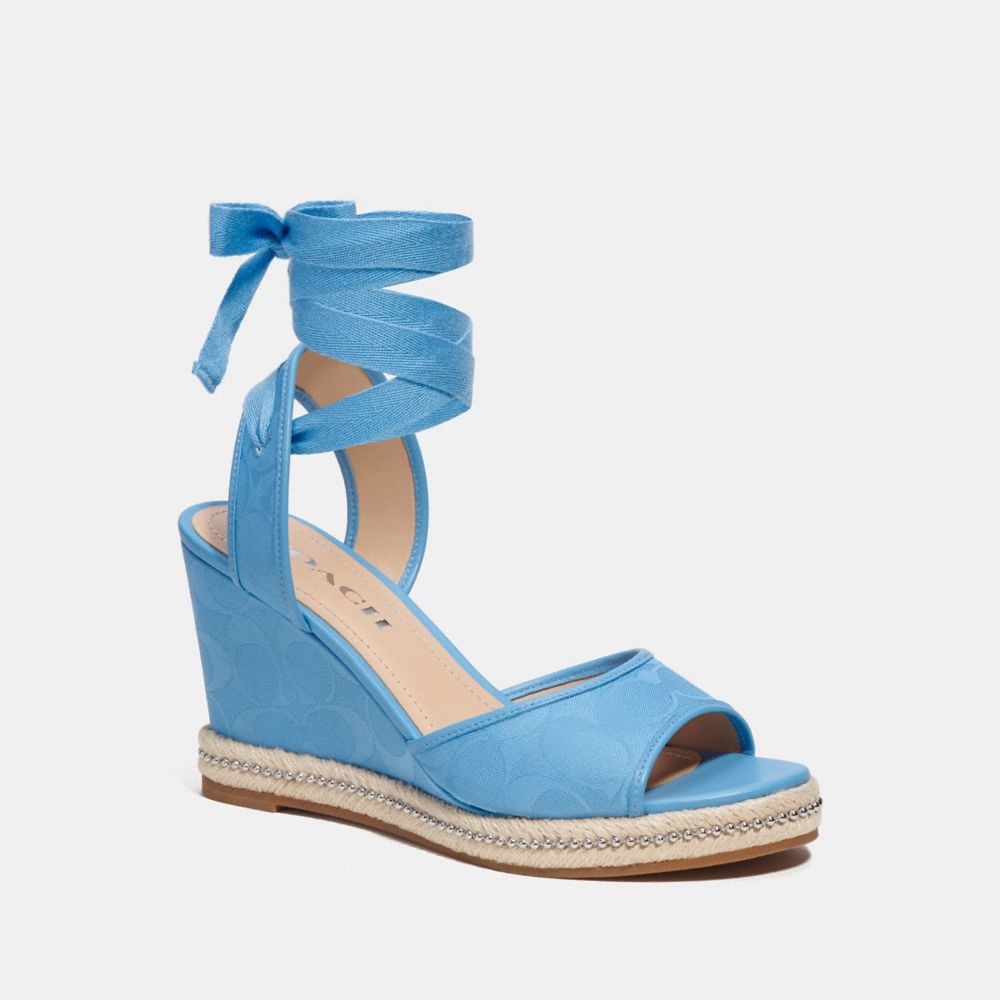 COACH®,Page Wedge In Recycled Signature Jacquard,,Front View