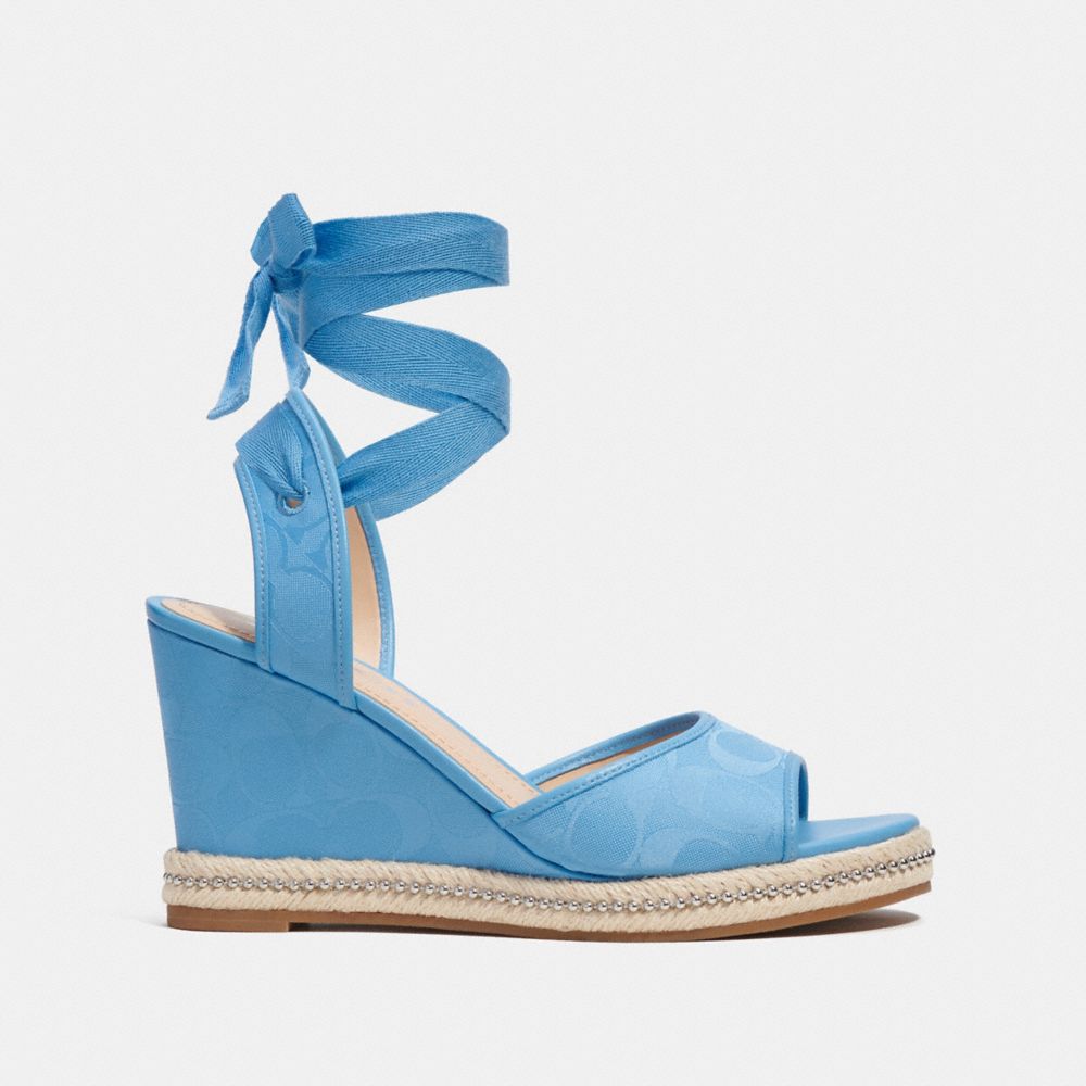 COACH®,Page Wedge In Recycled Signature Jacquard,,Angle View