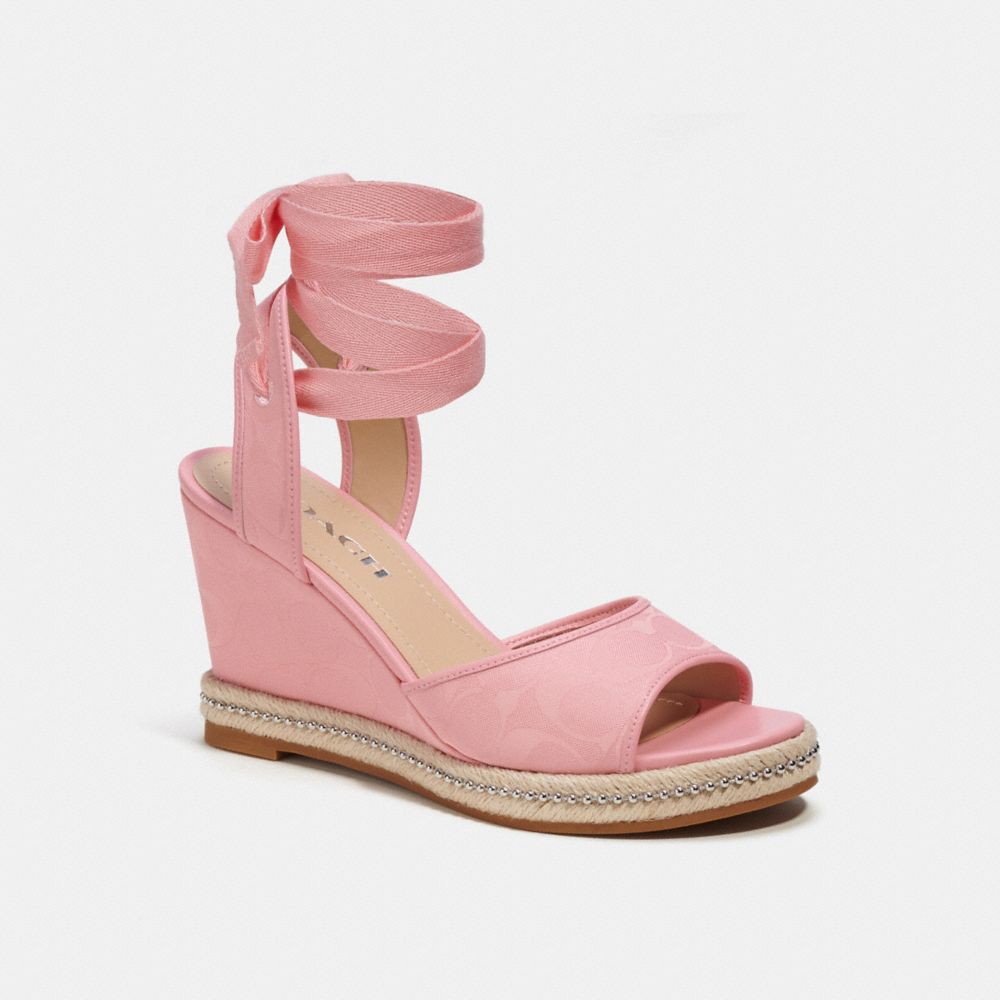 COACH®,Page Wedge In Recycled Signature Jacquard,,Front View