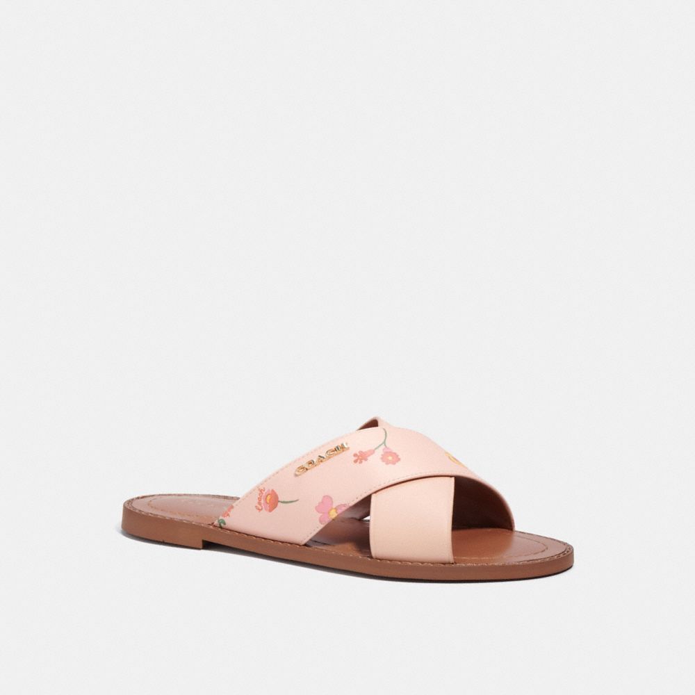 COACH Jesaca Pink Floral Leather Cork Wedges Sandal… - Gem