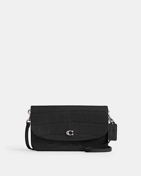 COACH®,HAYDEN CROSSBODY,croc embossed leather,Mini,Silver/Black,Front View
