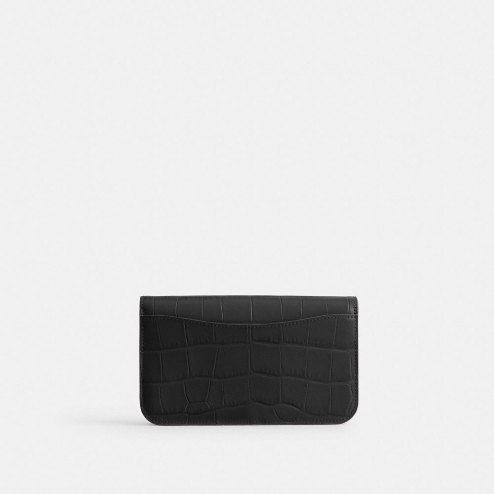 COACH®,Hayden Crossbody Bag,Crocodile,Crossbody,Faux Leather,Logo,Metal,Engraved Detail,Compact,Casual,Black,Back View