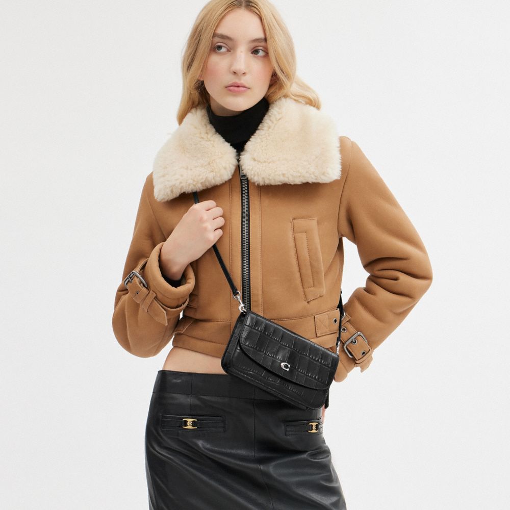 COACH®,SAC BANDOULIÈRE HAYDEN,Cuir innovant,Argenté/Noir
