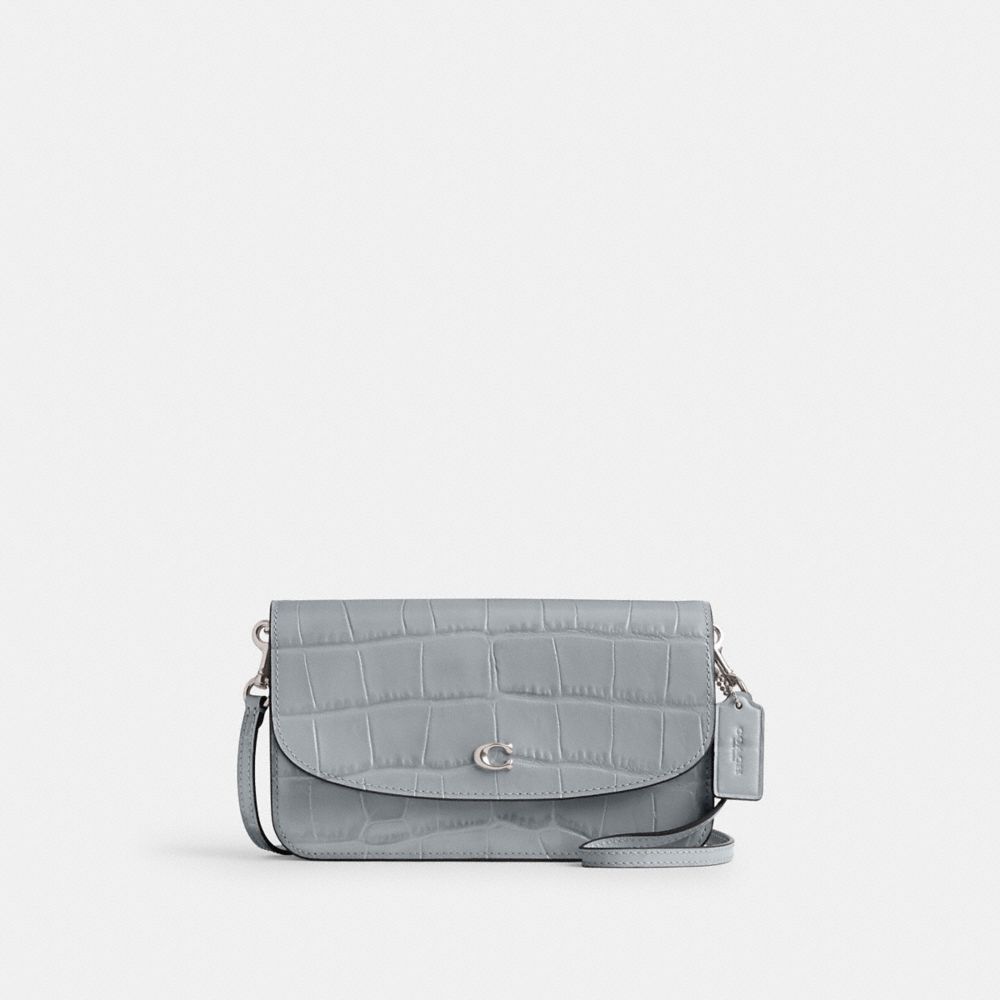 COACH®,PORTÉ-CROISÉ HAYDEN,cuir façon croco,Argent/Gris bleu,Front View