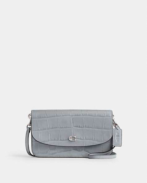 COACH®,HAYDEN CROSSBODY,croc embossed leather,Mini,Silver/Grey Blue,Front View