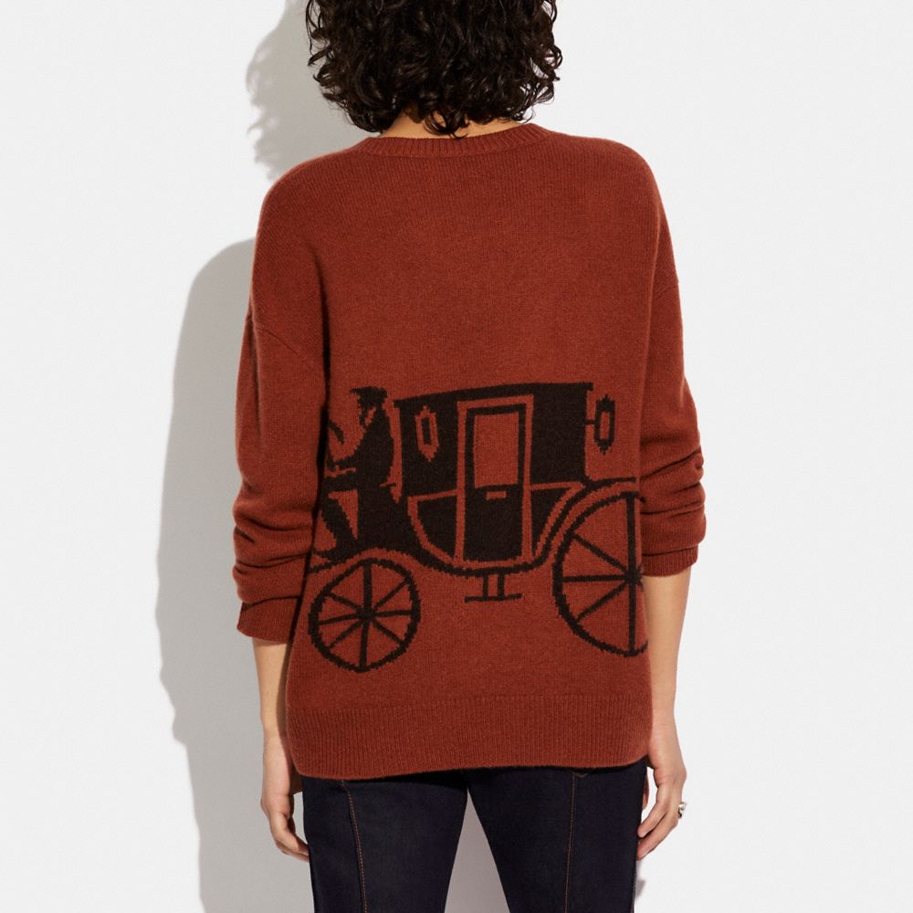 Horse And Carriage Wrap Intarsia Sweater