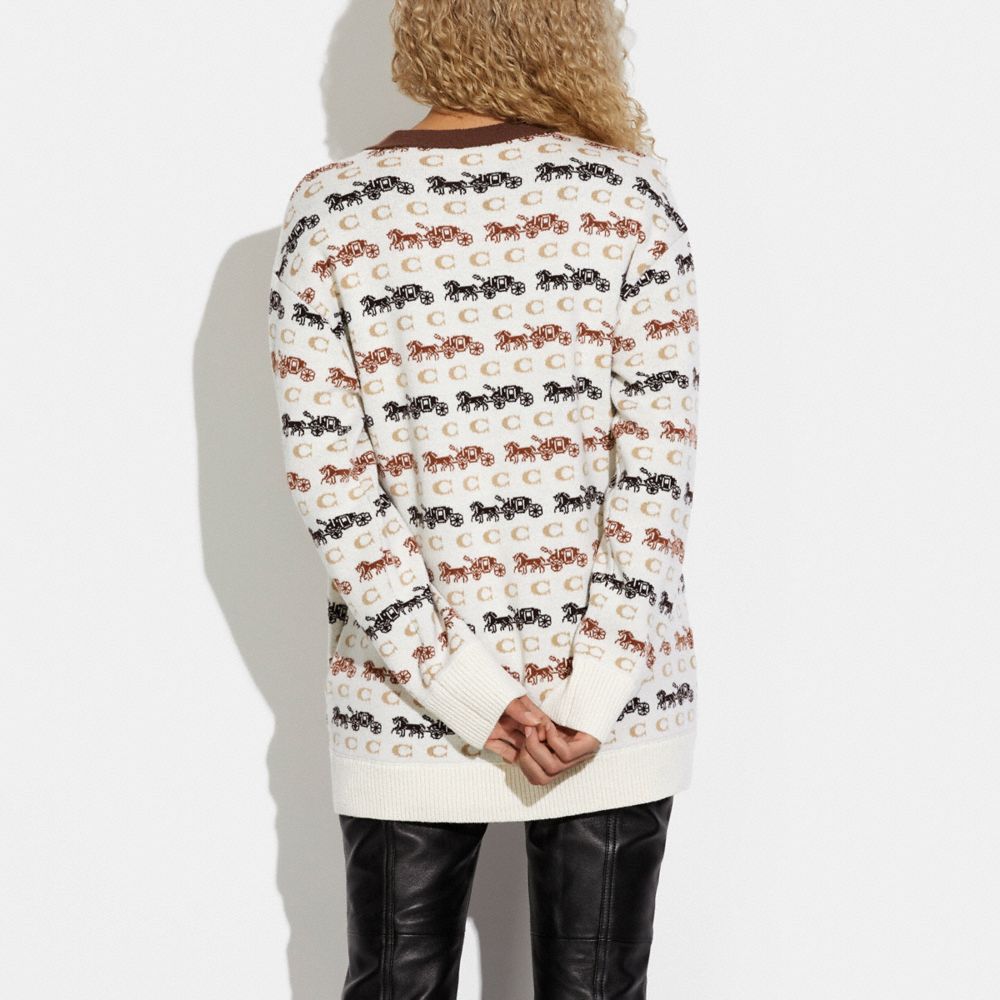 COACH®,CARDIGAN CHEVAL ET CHARIOT,laine,Crème,Scale View