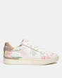 COACH®,CLIP LOW TOP SNEAKER WITH FLORAL,Chalk,Angle View
