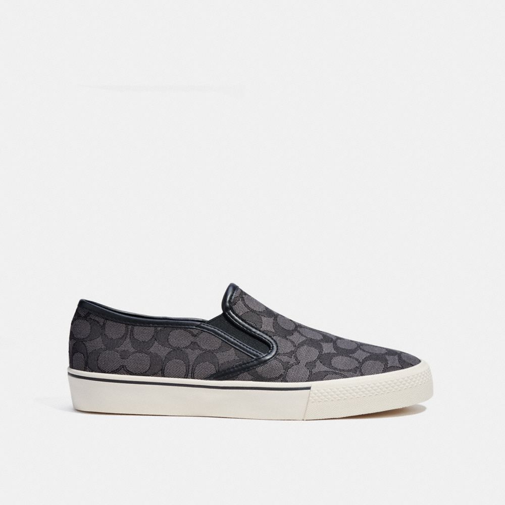 COACH®,SLIP ON SKATE SNEAKER,Black,Angle View