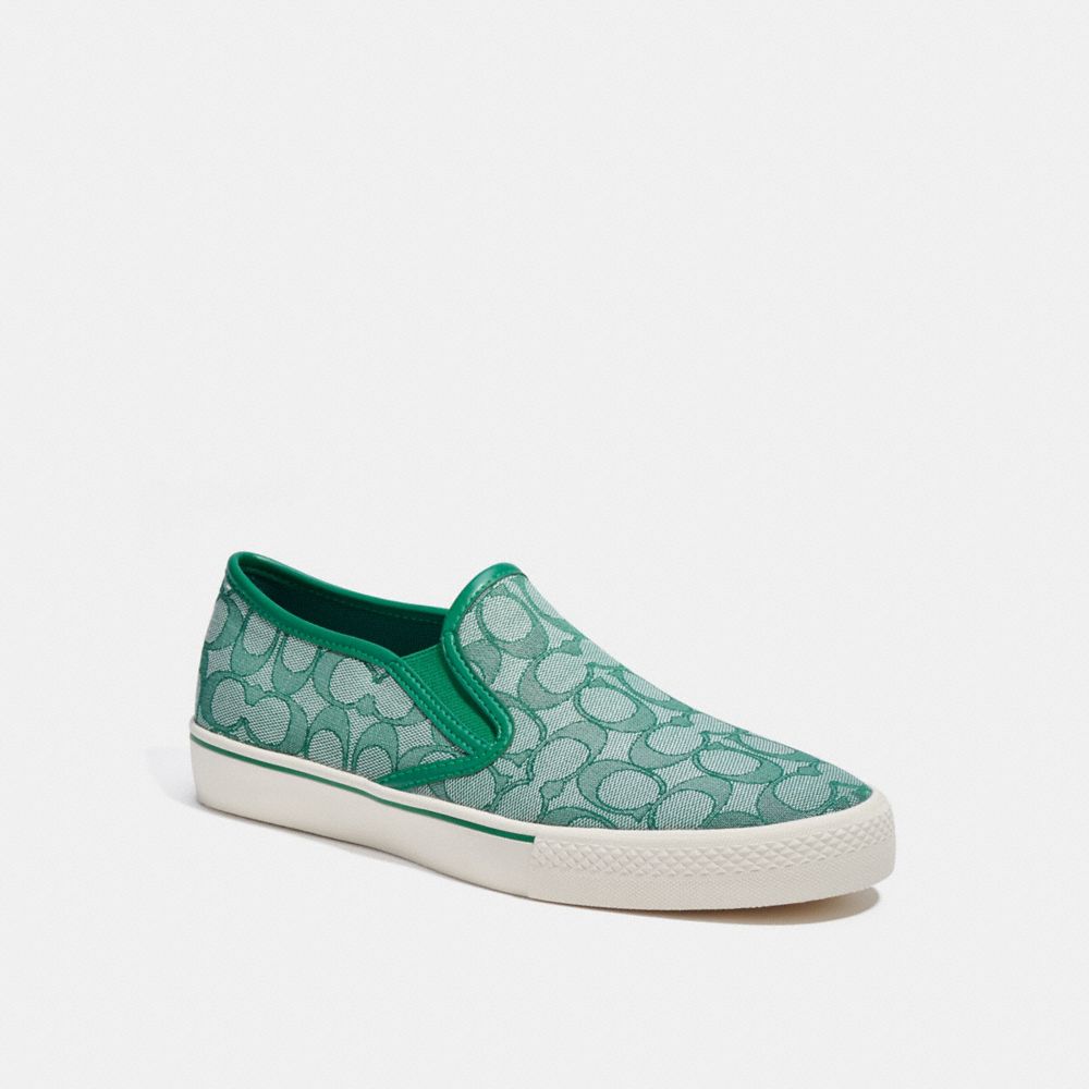 COACH®,SLIP ON SKATE SNEAKER,Green,Front View