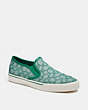 COACH®,SLIP ON SKATE SNEAKER,Signature Jacquard,Green,Front View