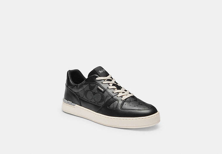 COACH®,CLIP COURT SNEAKER,Leather,Black,Front View