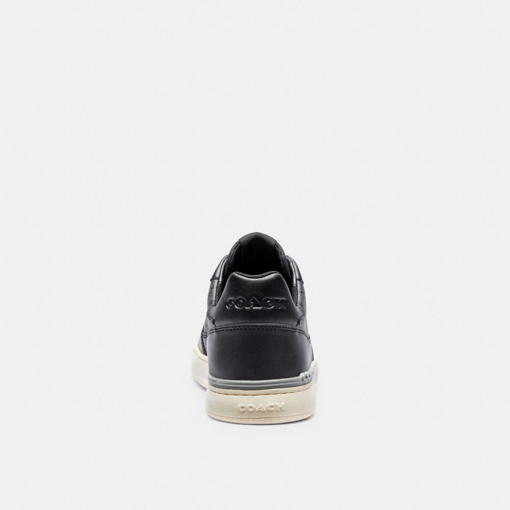 COACH®,Clip Court Sneaker,Rubber,Leather,Canvas,Casual,Logo,Perforated,Casual,Black,Alternate View