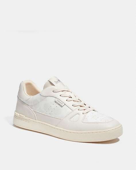 COACH®,CLIP COURT SNEAKER,Leather,Chalk,Front View