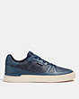COACH®,CLIP COURT SNEAKER,Leather,Denim,Angle View