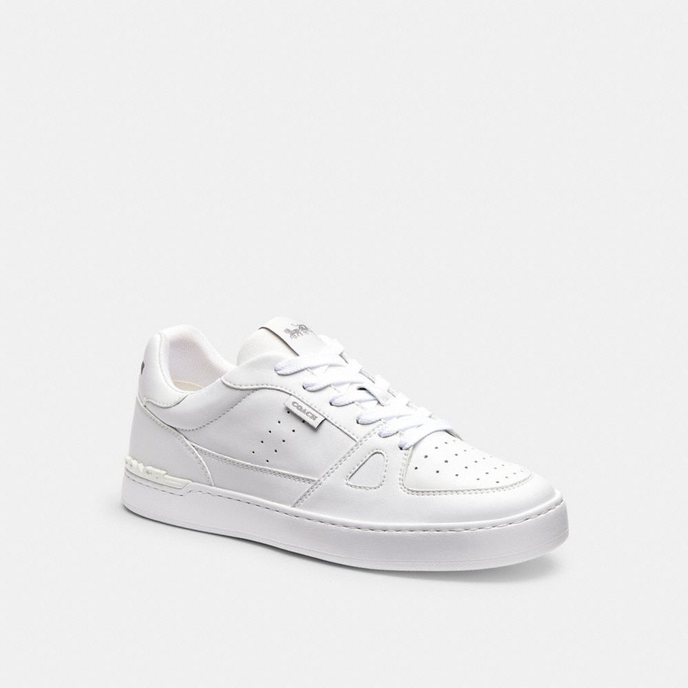 COACH®,Clip Court Sneaker,Rubber,Leather,Casual,Perforated,Casual,White,Front View