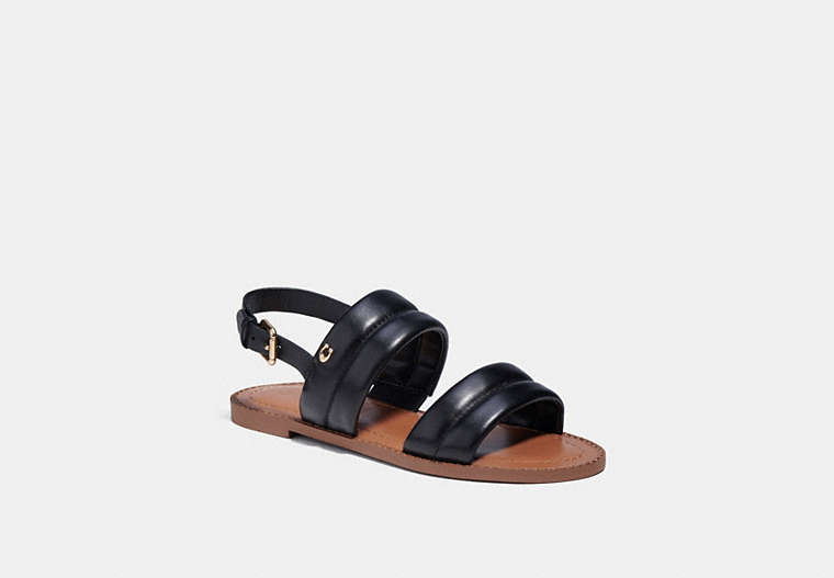 COACH®,HOPE SANDAL,Leather,Black,Front View