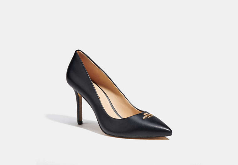 COACH®,ALYCE PUMP,Leather,Black,Front View