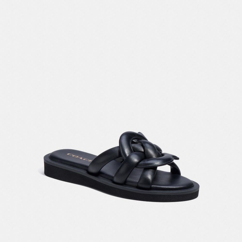 COACH®,GEORGIE SANDAL,Black,Front View