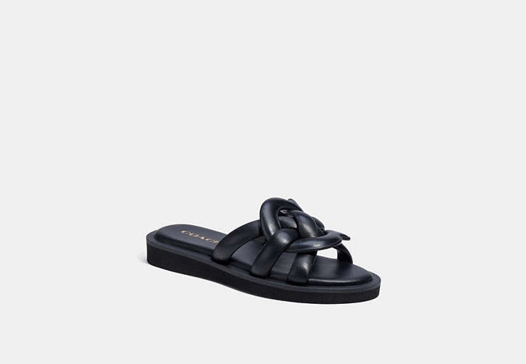 COACH®,GEORGIE SANDAL,Leather,Black,Front View image number 0