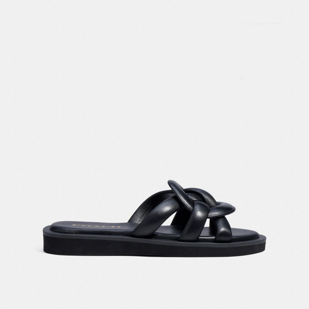 COACH®,GEORGIE SANDAL,Black,Angle View