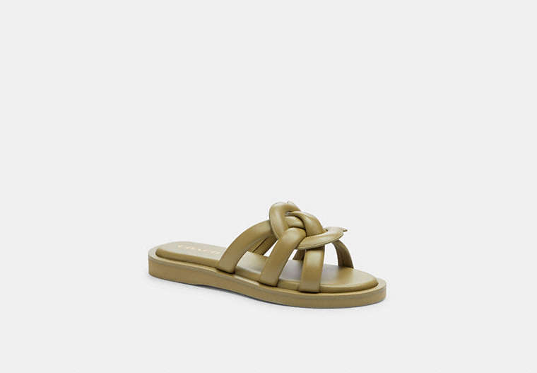 COACH®,GEORGIE SANDAL,Leather,Moss,Front View image number 0