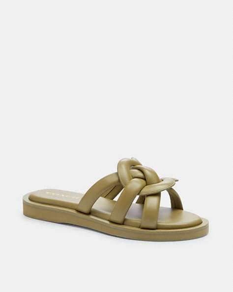 COACH®,GEORGIE SANDAL,Leather,Moss,Front View
