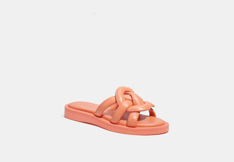 COACH®,GEORGIE SANDAL,Leather,Tangerine,Front View