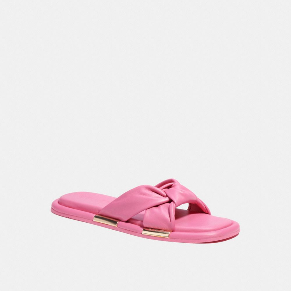 COACH®,BROOKLYN SANDAL,Leather,Petunia,Front View