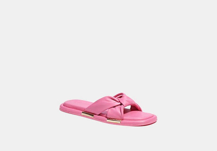 COACH®,BROOKLYN SANDAL,Leather,Petunia,Front View
